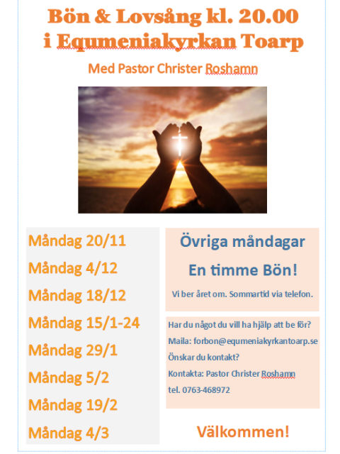 Bön & Lovsång 5 Februari