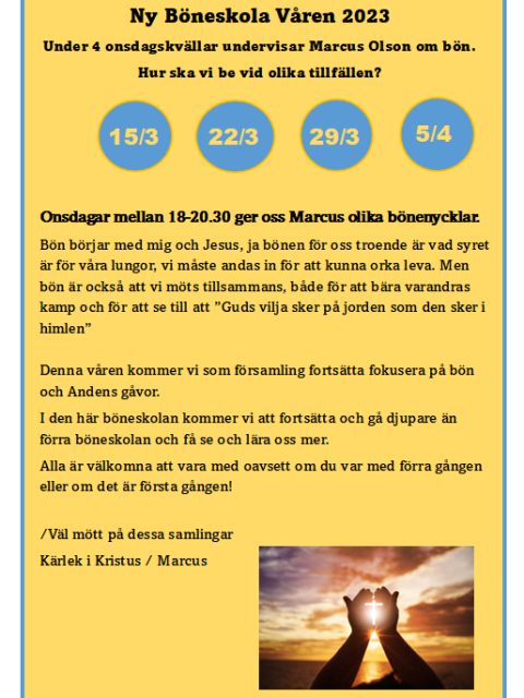 Böneskola 29 mars