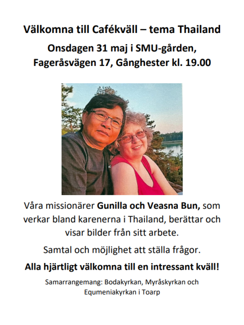 Cafékväll med Gunilla & Veasna Bun 31 Maj